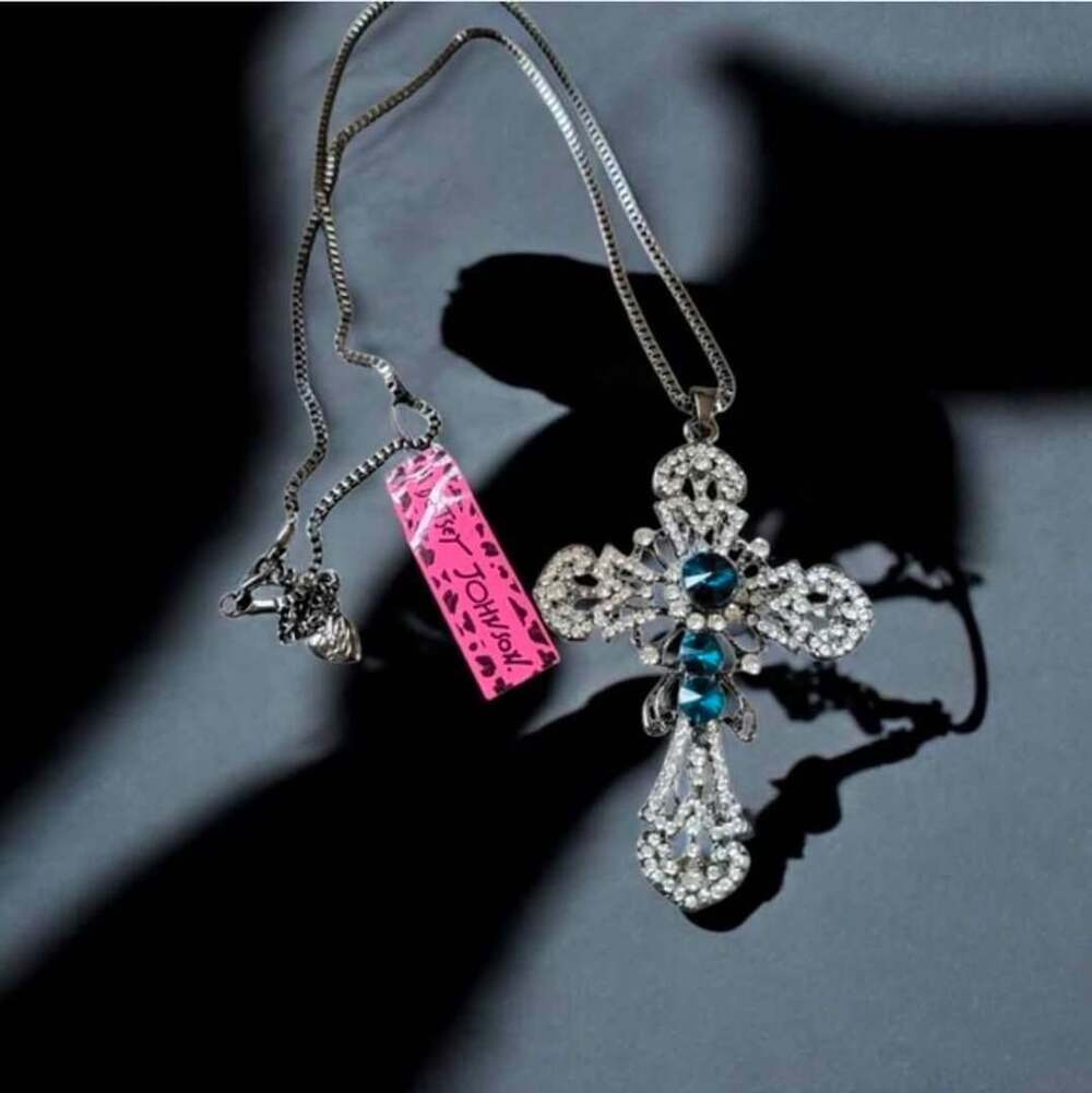 Betsey Johnson Crystal Cross Necklace